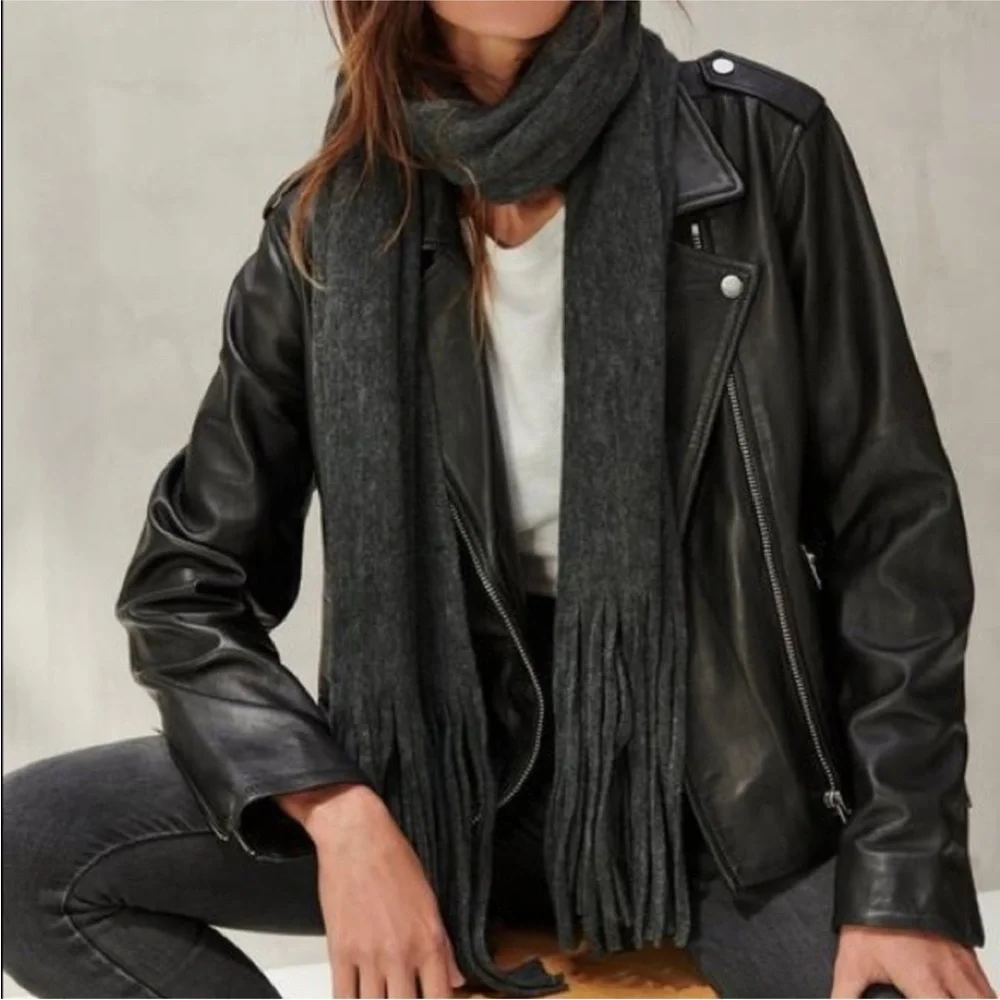 Lucky brand grey Fringe Scarf